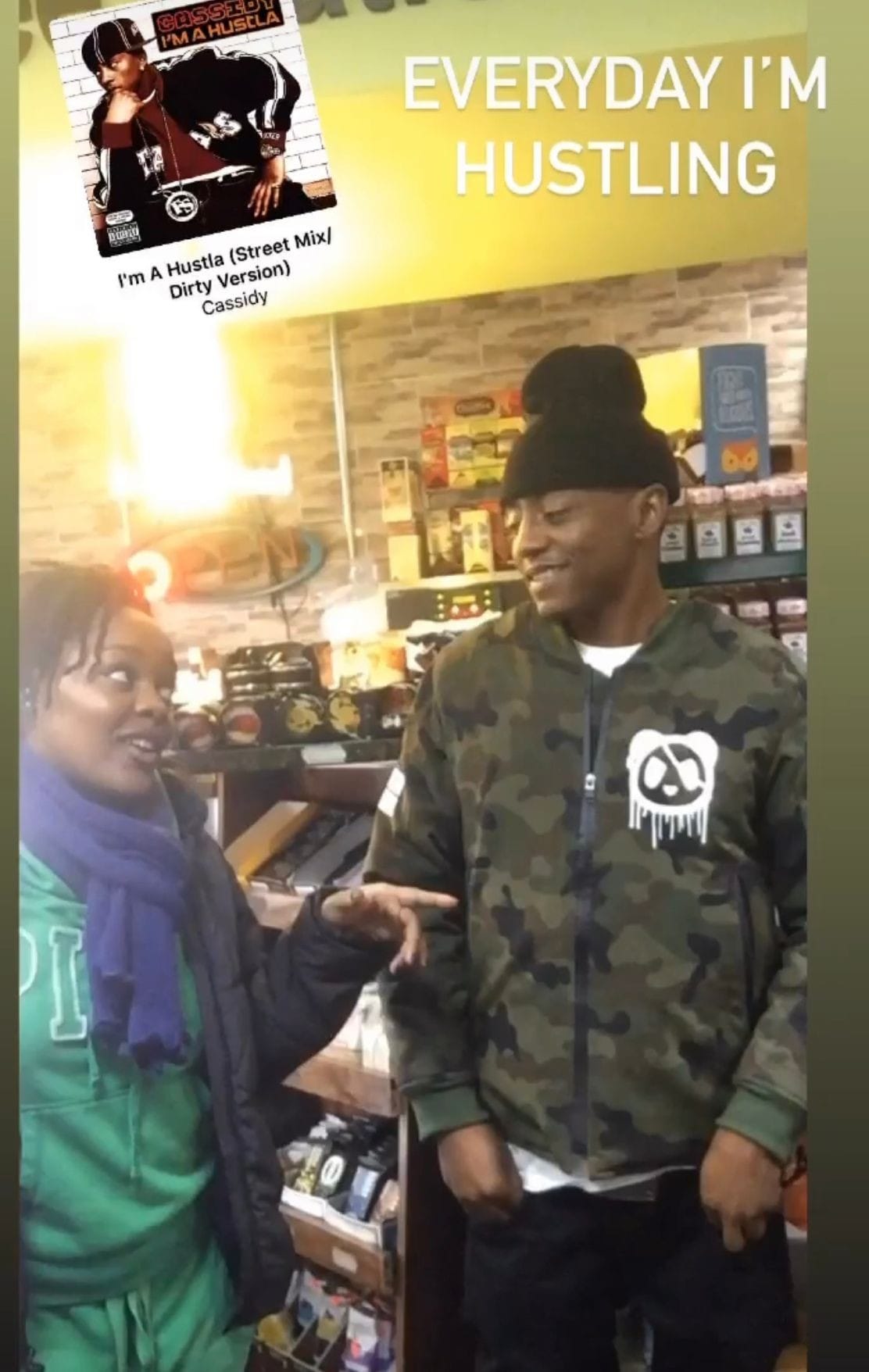 Chatting with rapper in bodega